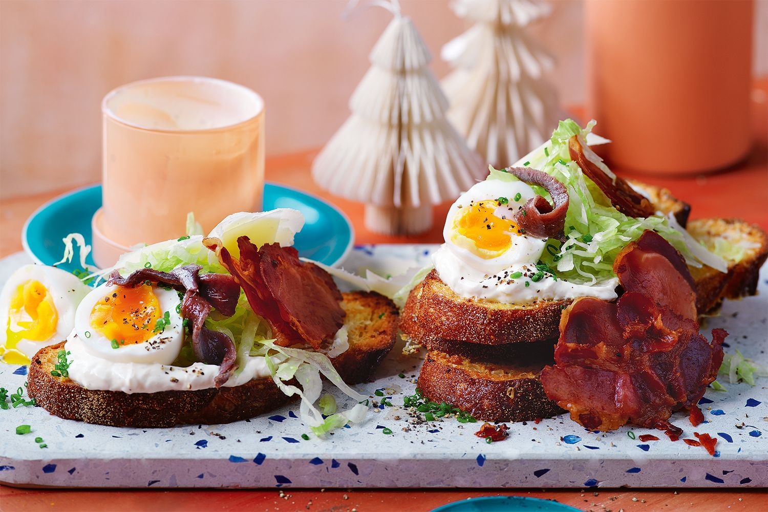 iceberg pancetta and soft boiled egg crostini 143582 1adda