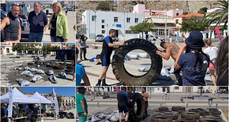 Λήμνος: Τεράστια ελαστικά και σκουπίδια στον βυθό του παλιού λιμανιού Μύρινας