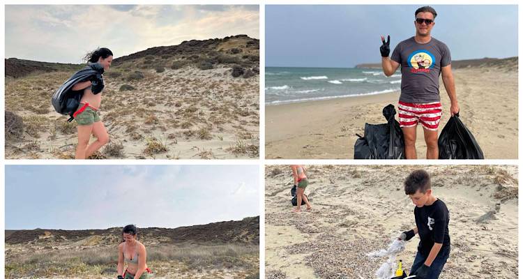 Παράδειγμα προς μίμηση: Οικογένεια καθάρισε τον Κοκκινόβραχο πριν ολοκληρώσει τις διακοπές της στη Λήμνο