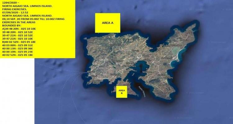 Τουρκική Navtex ενάντια σε ελληνική άσκηση στη Λήμνο
