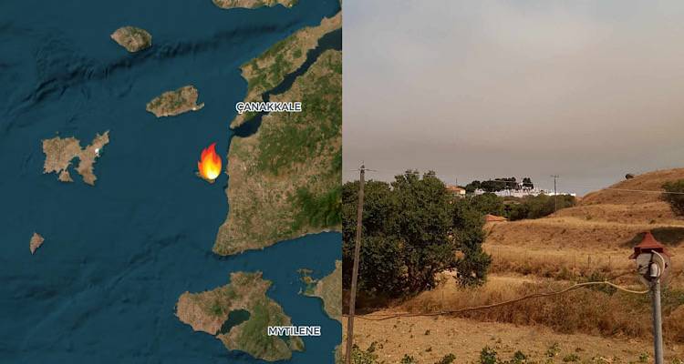 Ο καπνός από τη φωτιά στην Τένεδο έφτασε στην Λήμνο
