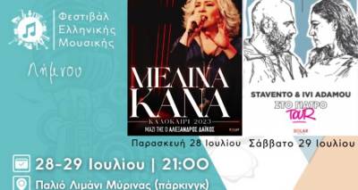 &Mu;&omicron;&upsilon;&sigma;&iota;&kappa;ό &Phi;&epsilon;&sigma;&tau;&iota;&beta;ά&lambda; &Lambda;ή&mu;&nu;&omicron;&upsilon;: &Eta; &Mu;&epsilon;&lambda;ί&nu;&alpha; &Kappa;&alpha;&nu;ά, &omicron;&iota; Stavento &kappa;&alpha;&iota; &eta; Ί&beta;&eta; &Alpha;&delta;ά&mu;&omicron;&upsilon; &sigma;&epsilon; &delta;&upsilon;&omicron; &epsilon;&nu;&tau;&upsilon;&pi;&omega;&sigma;&iota;&alpha;&kappa;έ&sigmaf; &sigma;&upsilon;&nu;&alpha;&upsilon;&lambda;ί&epsilon;&sigmaf;