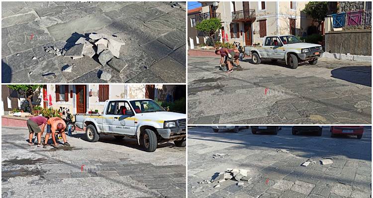 Εργασίες αποκατάστασης οδοστρώματος στο Τσας
