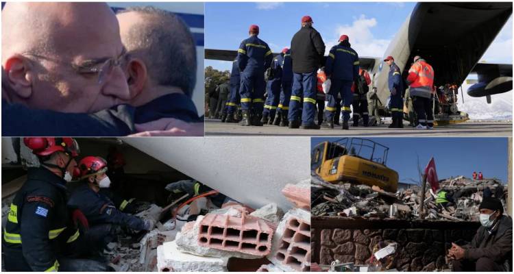 Σεισμός στη Τουρκία: Ευγνωμοσύνη των γειτόνων για τους Έλληνες διασώστες -Αγκαλιές Δένδια με Τσαβούσογλου
