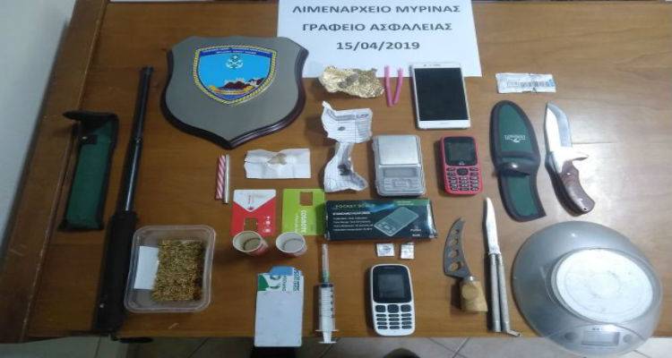 Συλλήψεις για ναρκωτικά στη Μύρινα